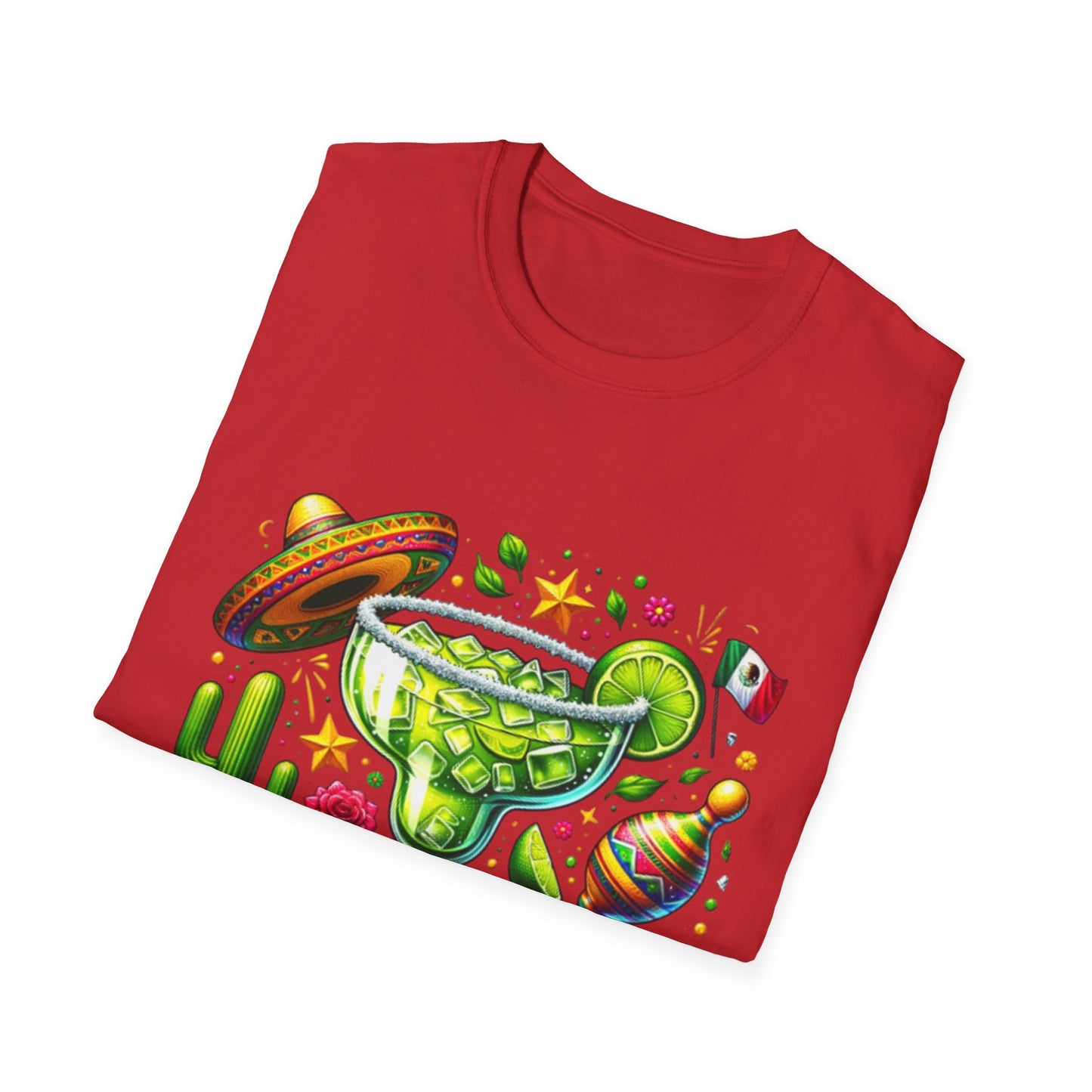 Fiesta Vibes Unisex Softstyle T-Shirt - Colorful Margarita Design
