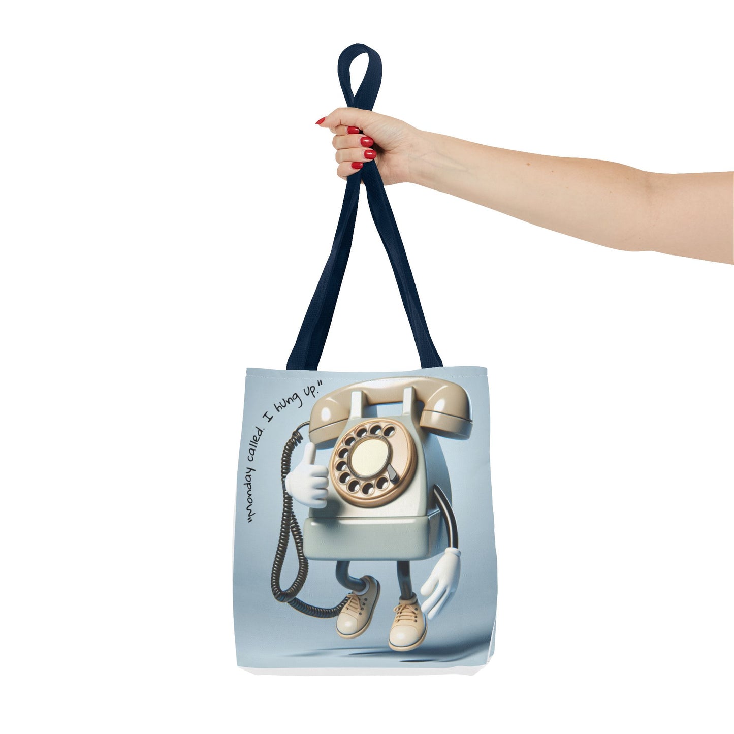 Vintage Phone Monday Tote Bag – Whimsical Design, Perfect for Casual Days