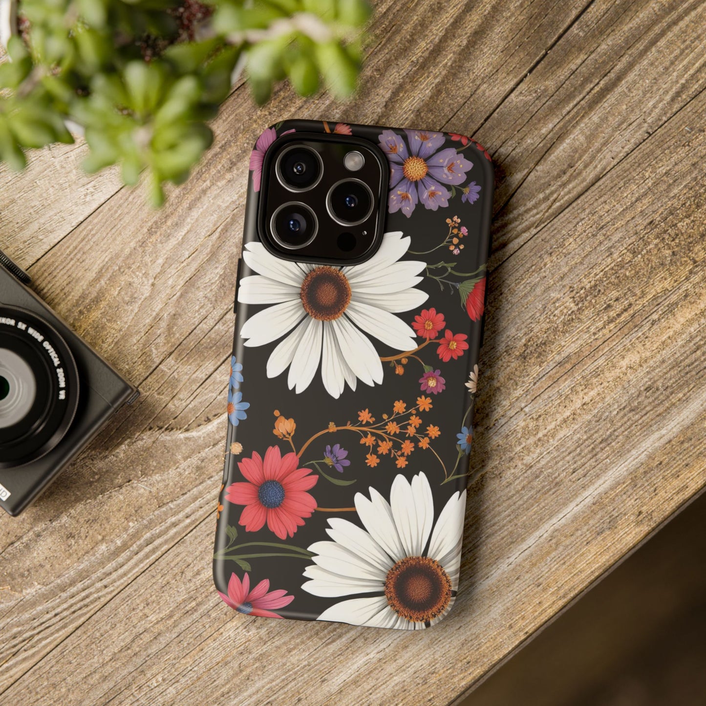 Floral Tough Phone Case - Elegant Daisy Design for Nature Lovers