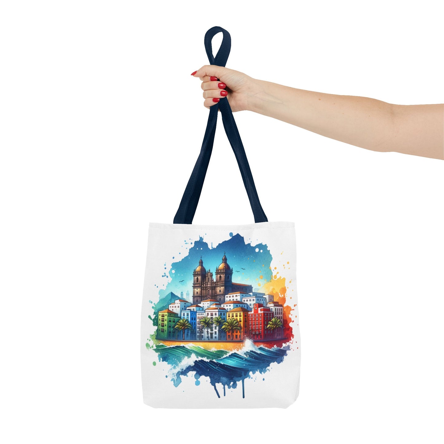 Colorful Coastal City Tote Bag - Vibrant Beach Vibes