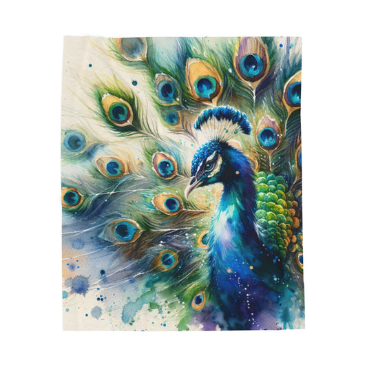 Artistic Peacock Velveteen Plush Blanket - Cozy Decorative Throw for Home