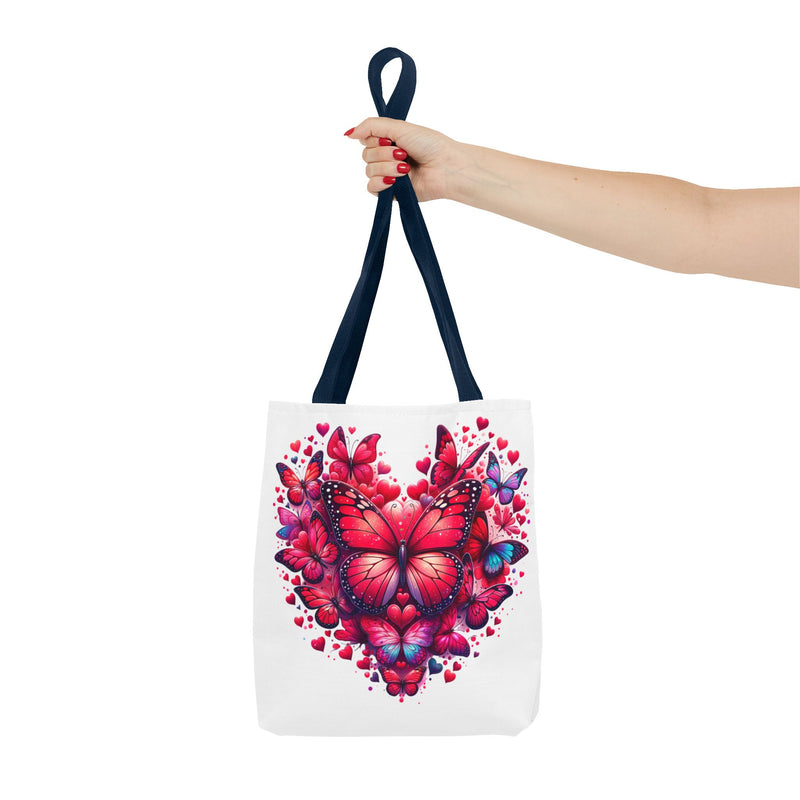 Heart Butterfly Tote Bag - Colorful Floral Design for Nature Lovers