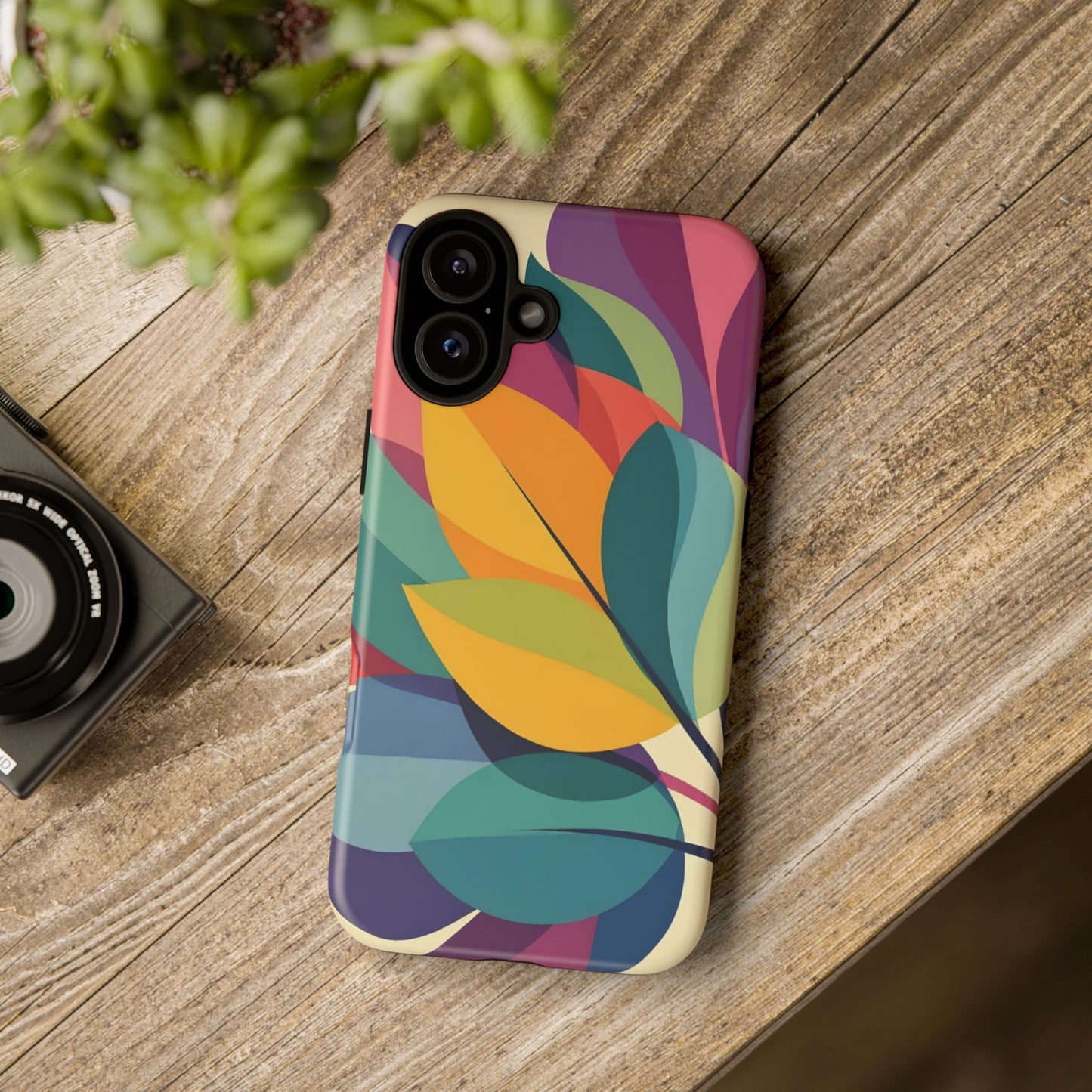 Colorful Leaf Phone Case, Tough TPU Cover, Eco-Friendly Design, Perfect Gift for Nature Lovers, Vibrant Floral Style