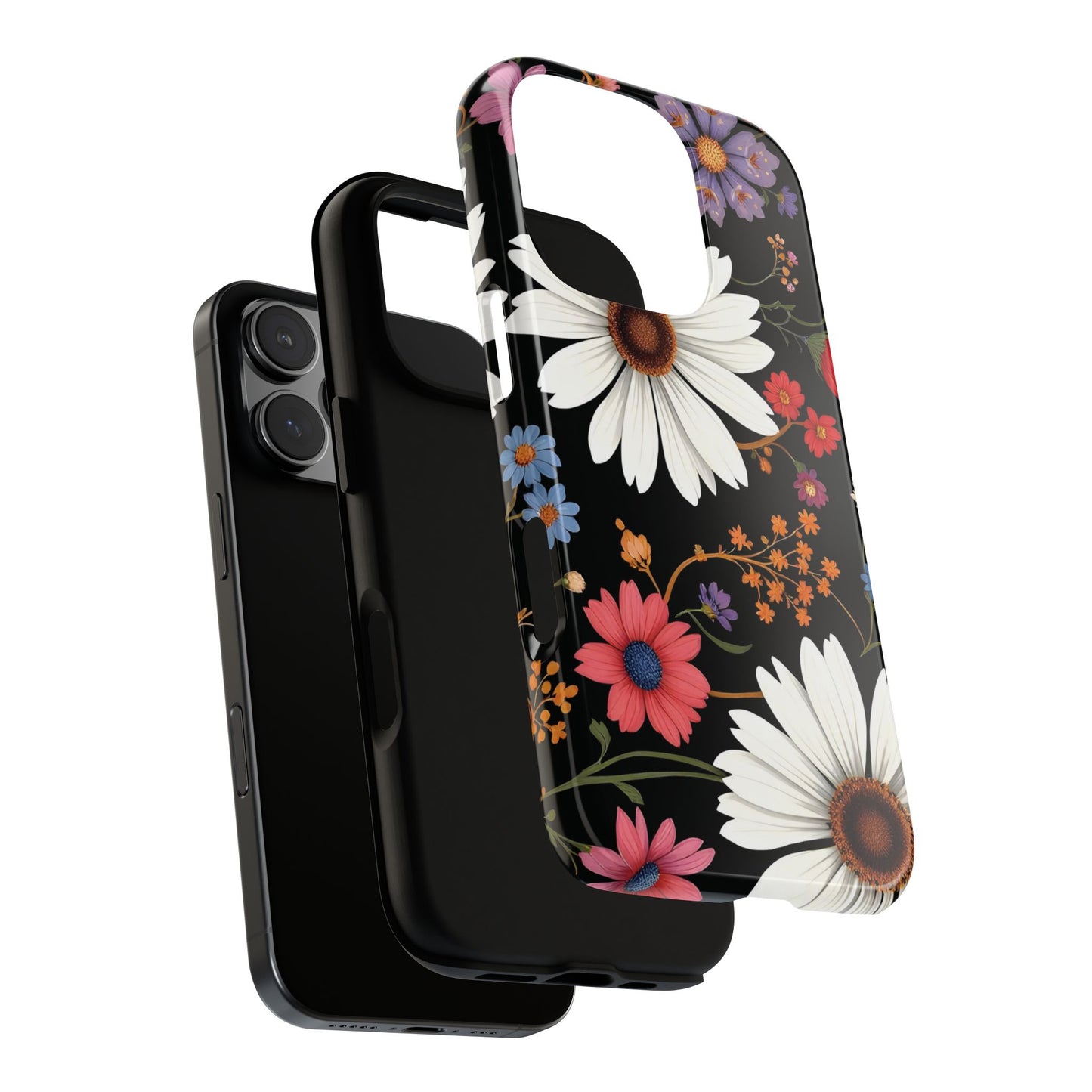 Floral Tough Phone Case - Elegant Daisy Design for Nature Lovers
