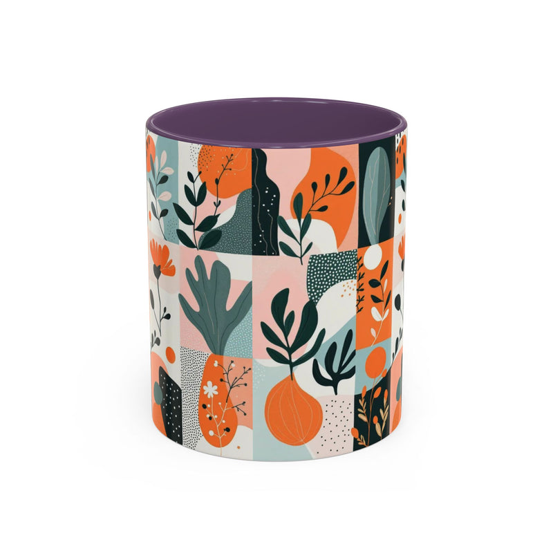 Botanical Accent Coffee Mug - Colorful Floral Design (11, 15oz)