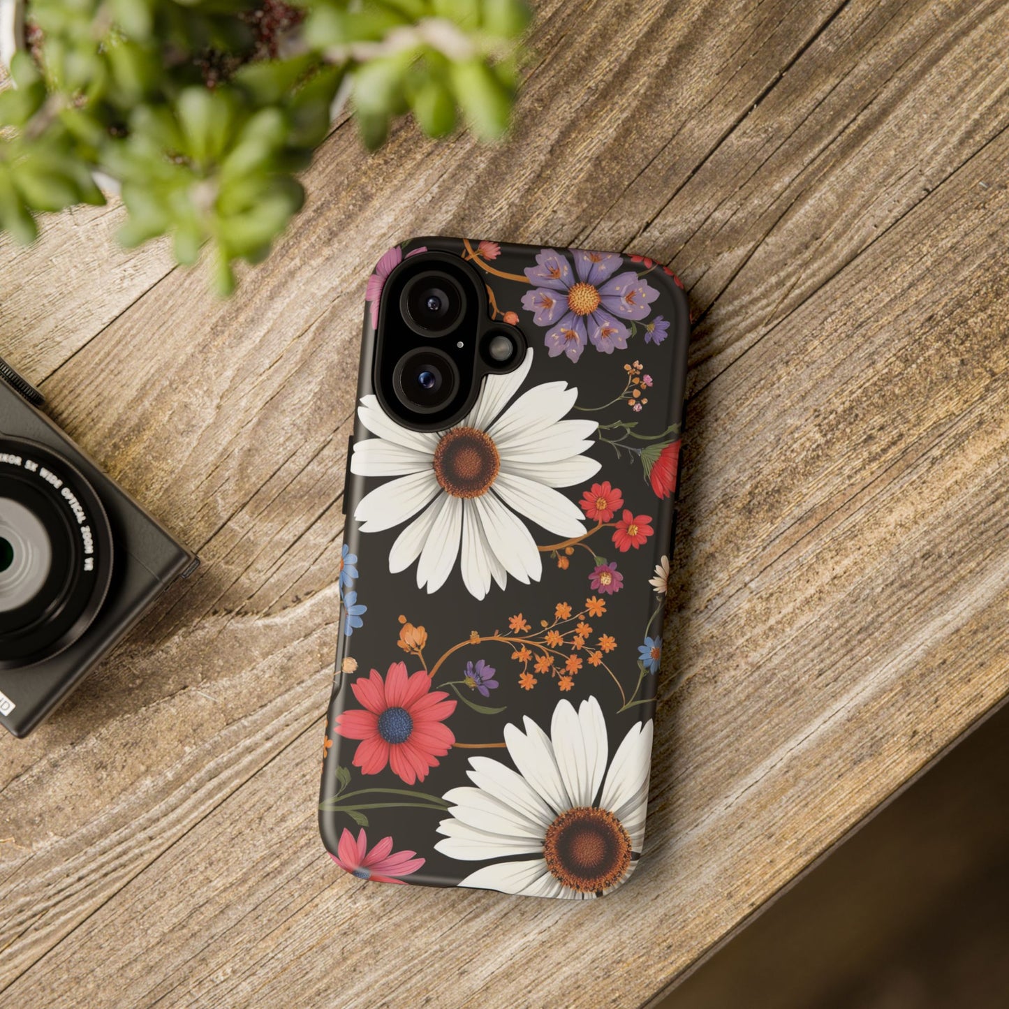 Floral Tough Phone Case - Elegant Daisy Design for Nature Lovers
