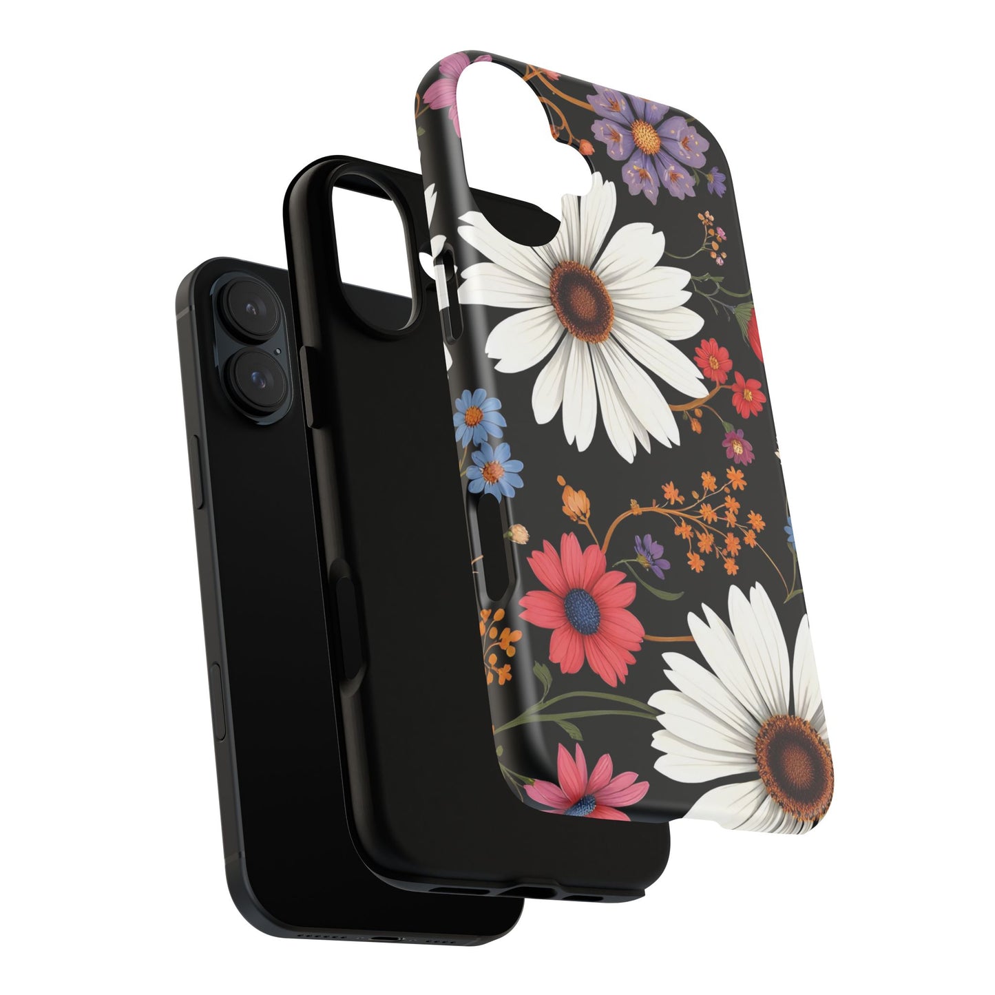 Floral Tough Phone Case - Elegant Daisy Design for Nature Lovers