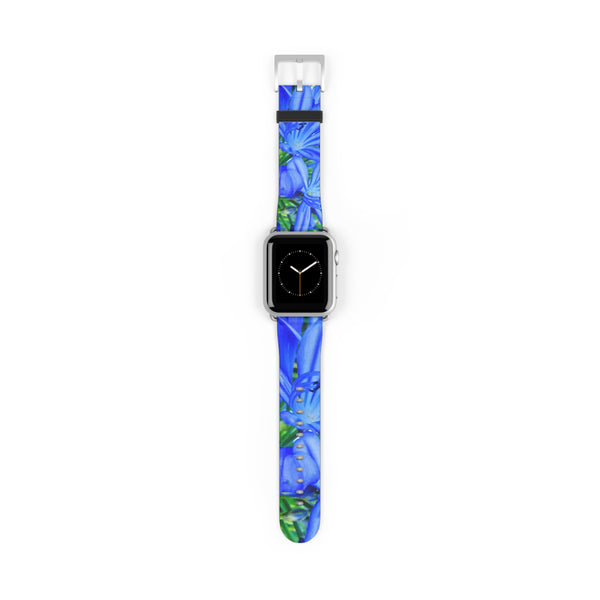 Vibrant Floral Watch Band - Blue Botanical Design for a Stylish Touch