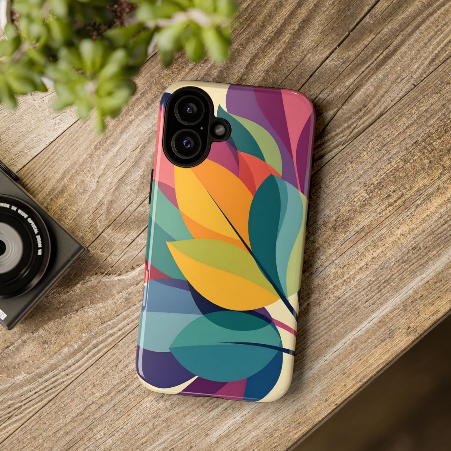 Colorful Leaf Phone Case, Tough TPU Cover, Eco-Friendly Design, Perfect Gift for Nature Lovers, Vibrant Floral Style