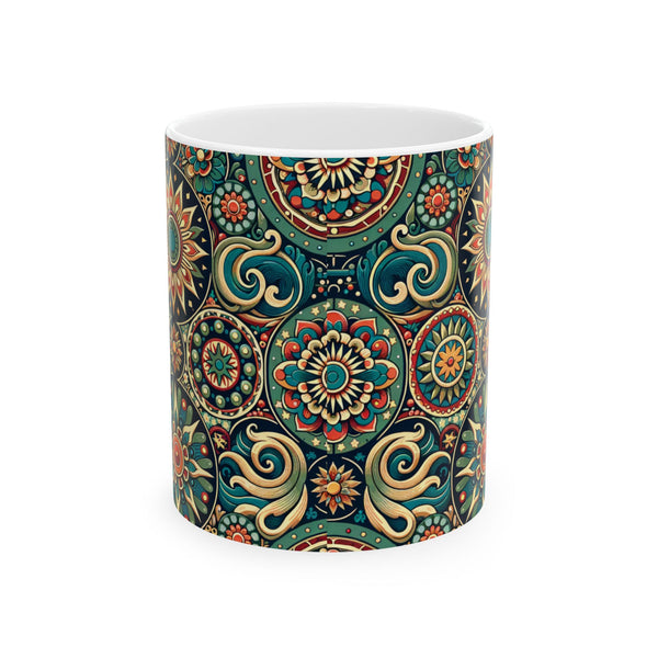 Colorful Floral Ceramic Mug for Tea Lovers, Bohemian Home Decor, Unique Gift Idea, Coffee Cup for Any Occasion