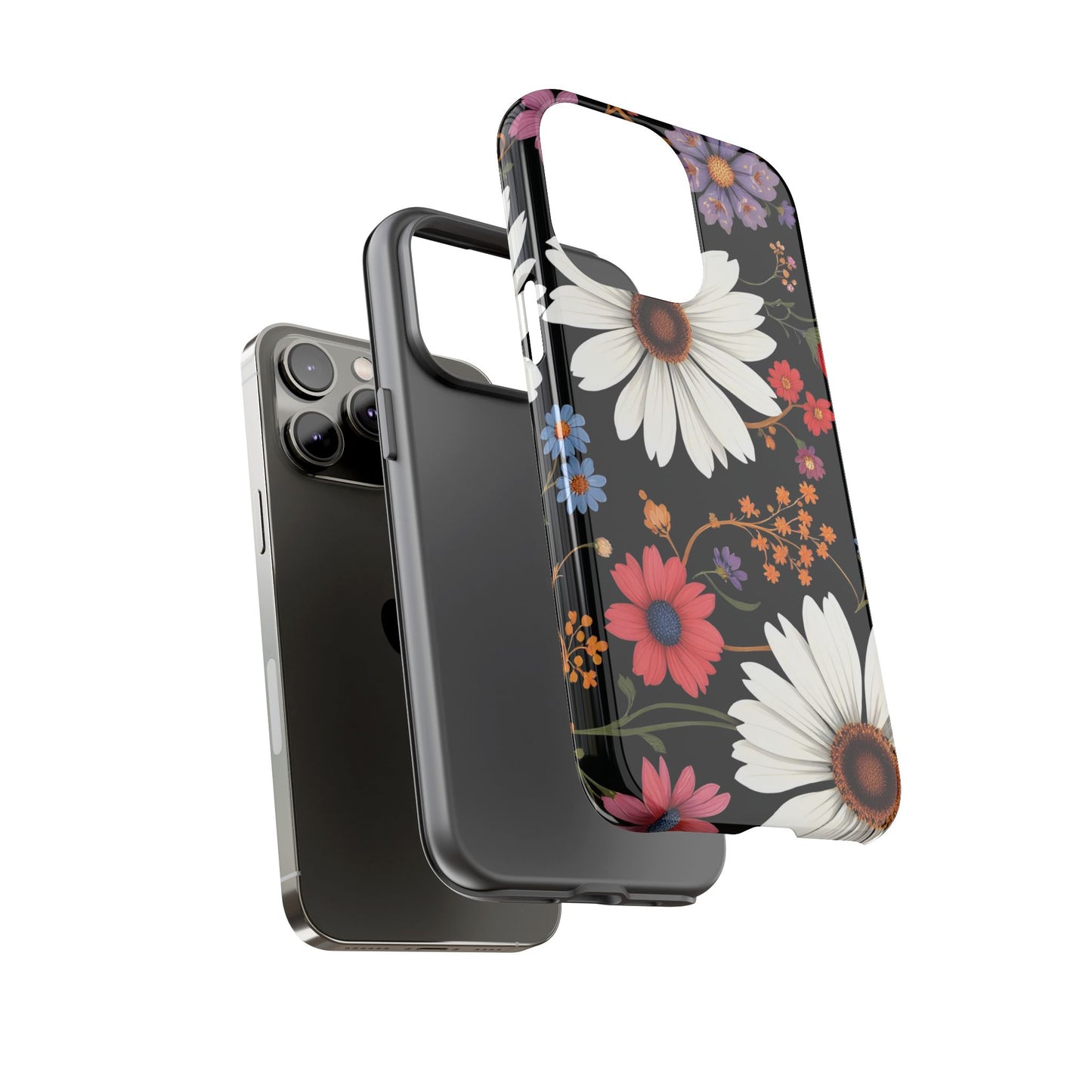 Floral Tough Phone Case - Elegant Daisy Design for Nature Lovers