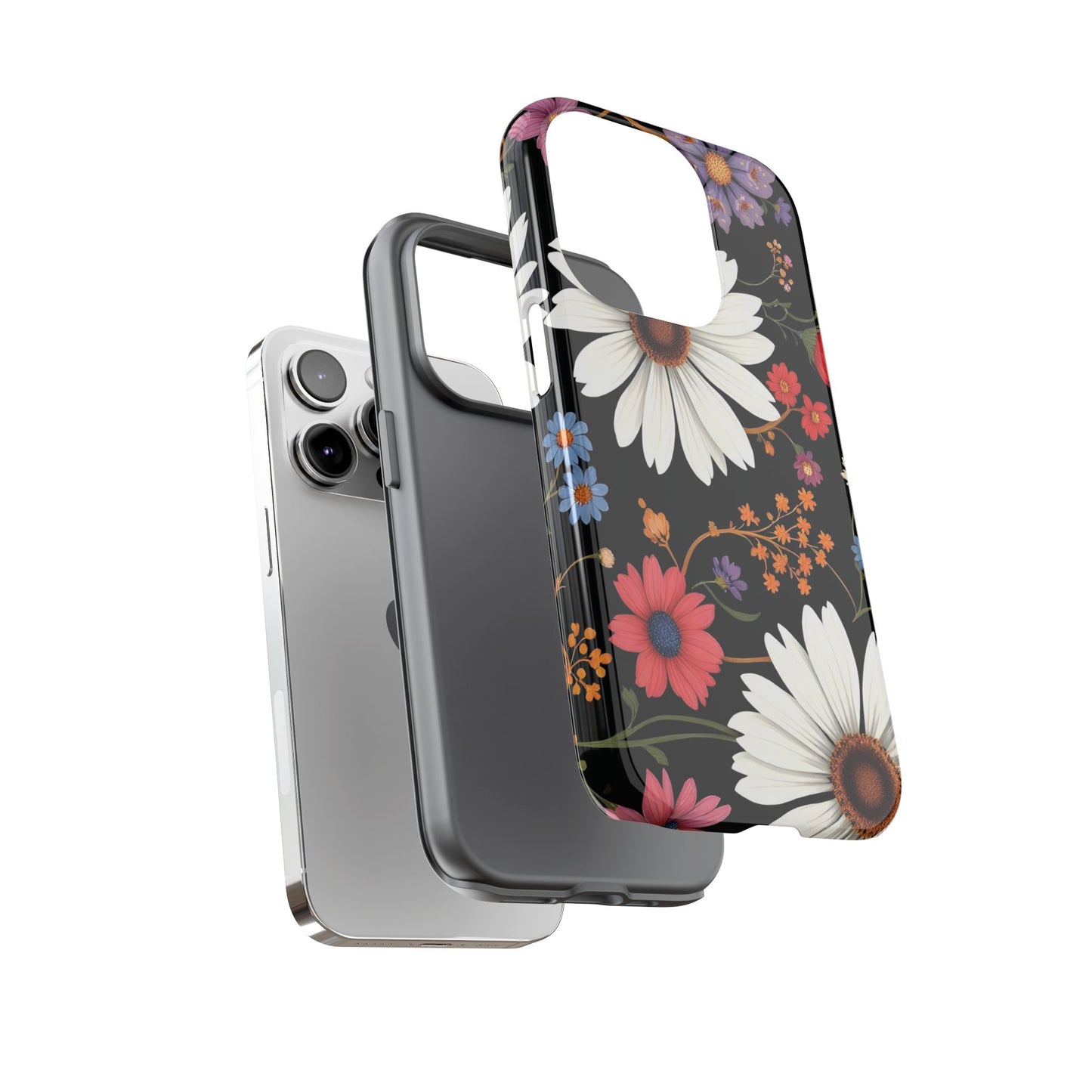 Floral Tough Phone Case - Elegant Daisy Design for Nature Lovers
