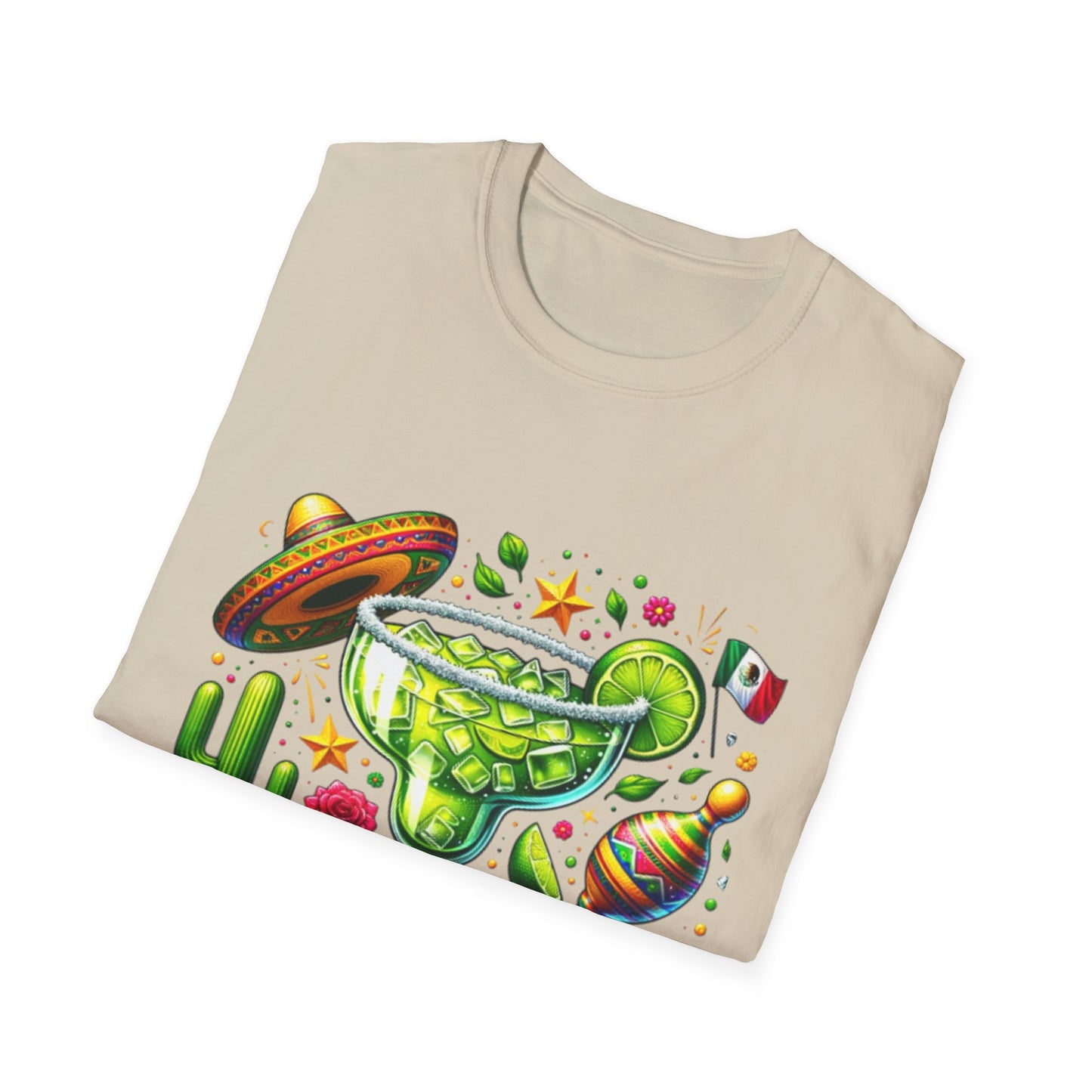 Fiesta Vibes Unisex Softstyle T-Shirt - Colorful Margarita Design