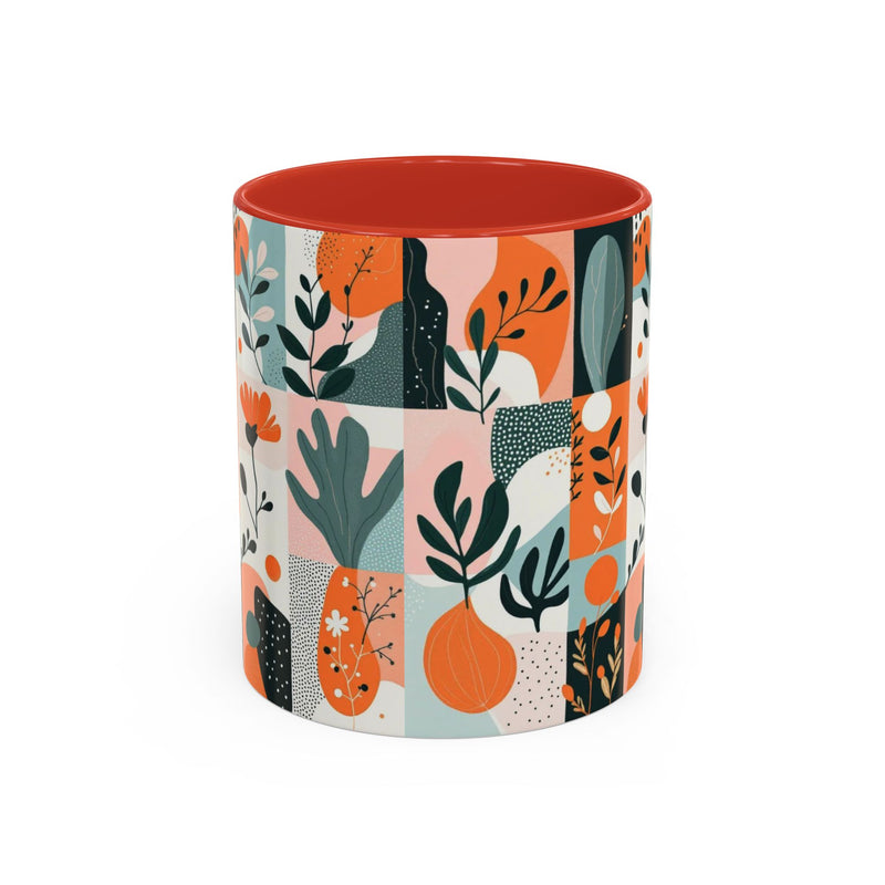 Botanical Accent Coffee Mug - Colorful Floral Design (11, 15oz)