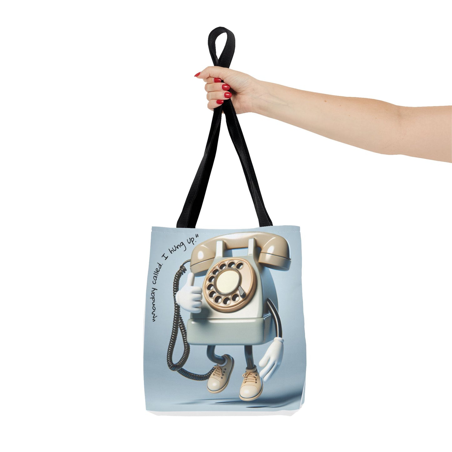 Vintage Phone Monday Tote Bag – Whimsical Design, Perfect for Casual Days