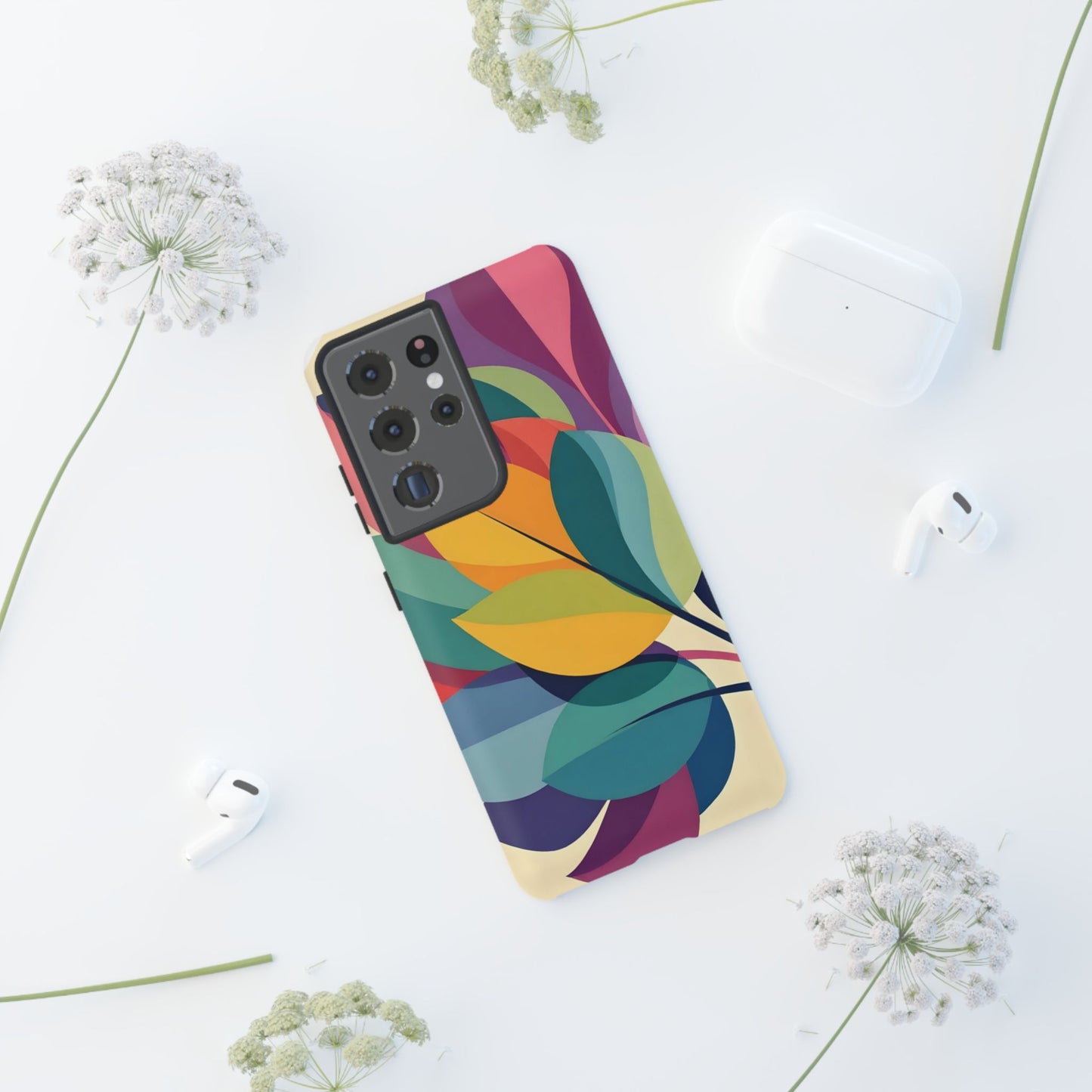 Colorful Leaf Phone Case, Tough TPU Cover, Eco-Friendly Design, Perfect Gift for Nature Lovers, Vibrant Floral Style
