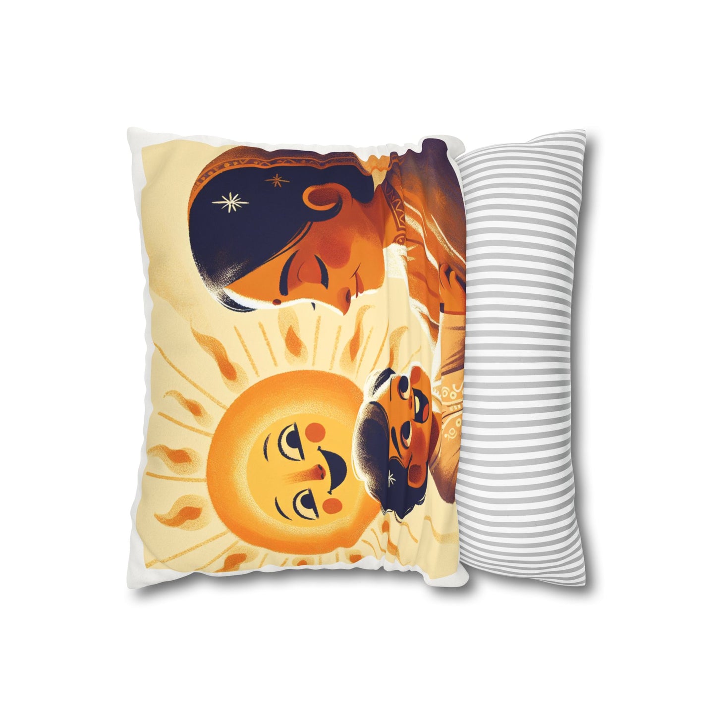 Warm Embrace Faux Suede Pillowcase – Mother and Child Sun Design