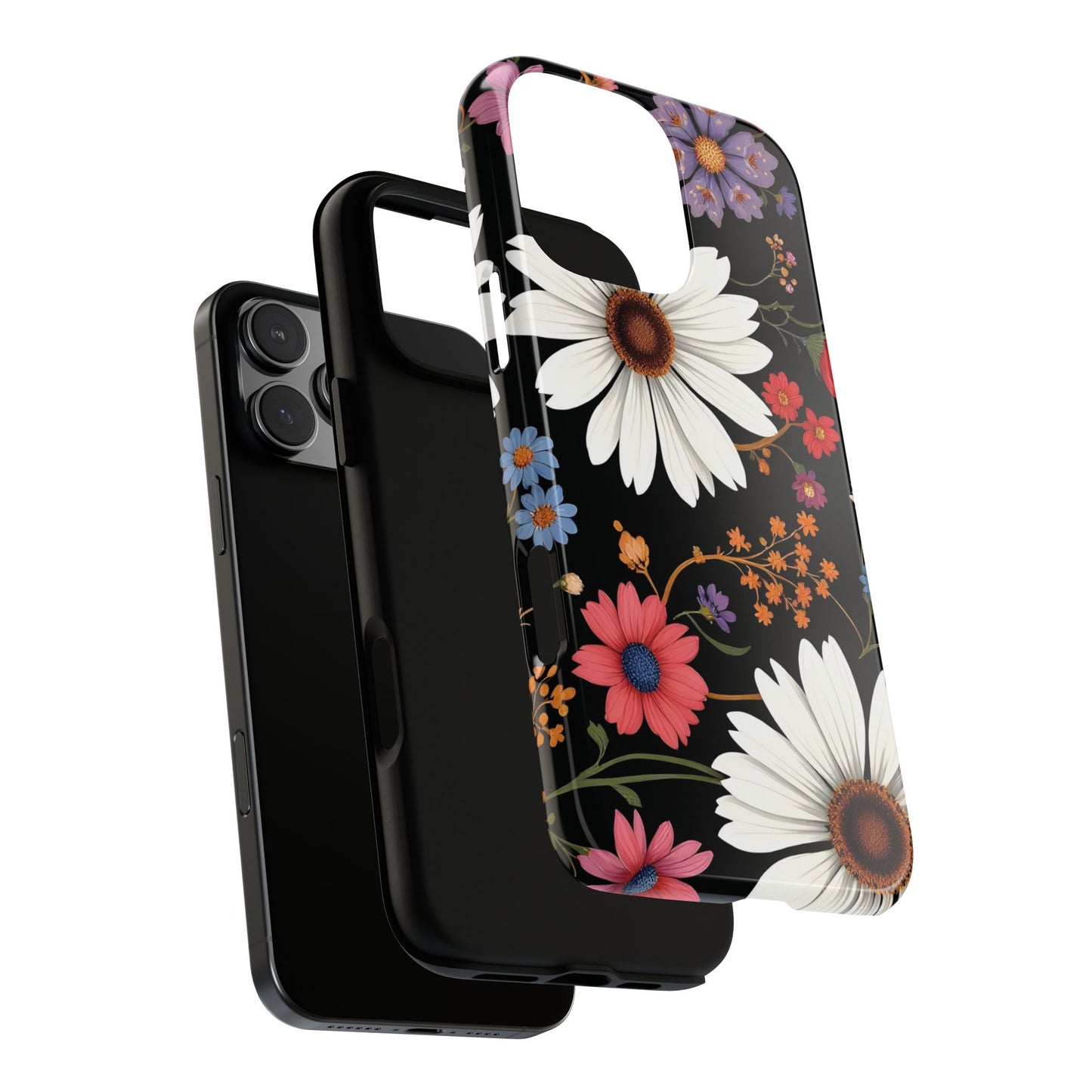 Floral Tough Phone Case - Elegant Daisy Design for Nature Lovers