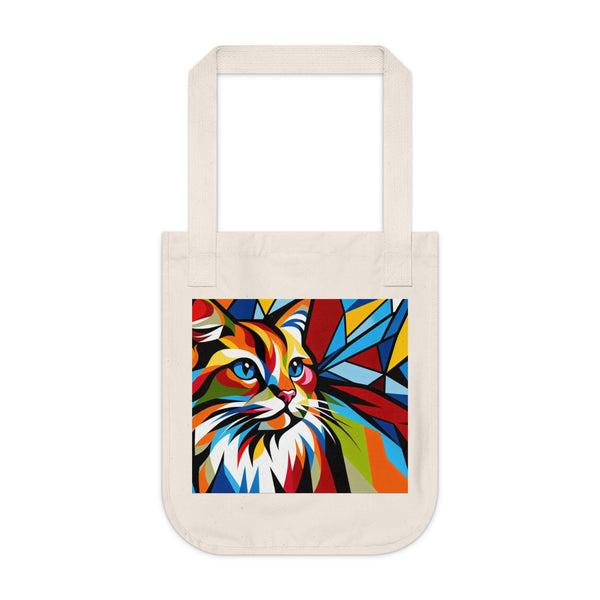 Colorful Cat Art Organic Canvas Tote Bag