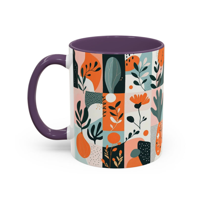 Botanical Accent Coffee Mug - Colorful Floral Design (11, 15oz)