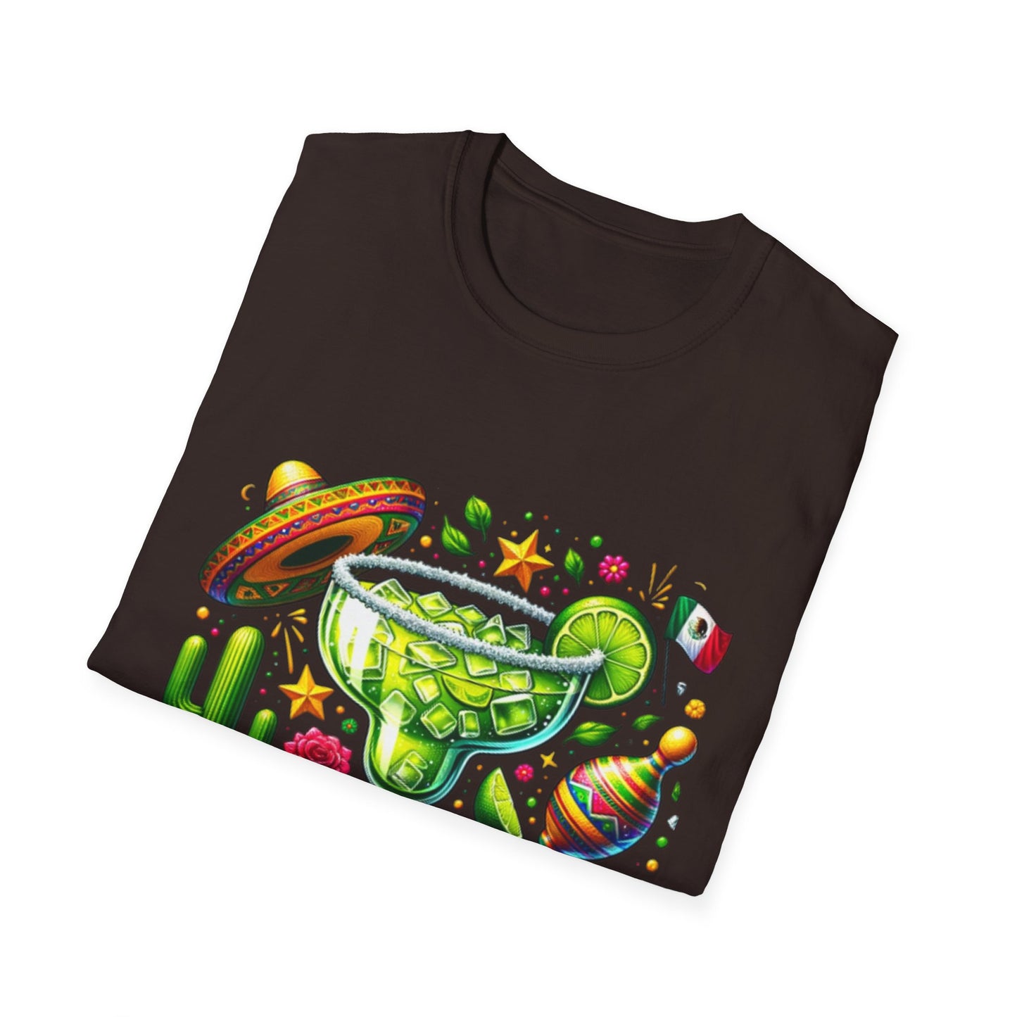 Fiesta Vibes Unisex Softstyle T-Shirt - Colorful Margarita Design