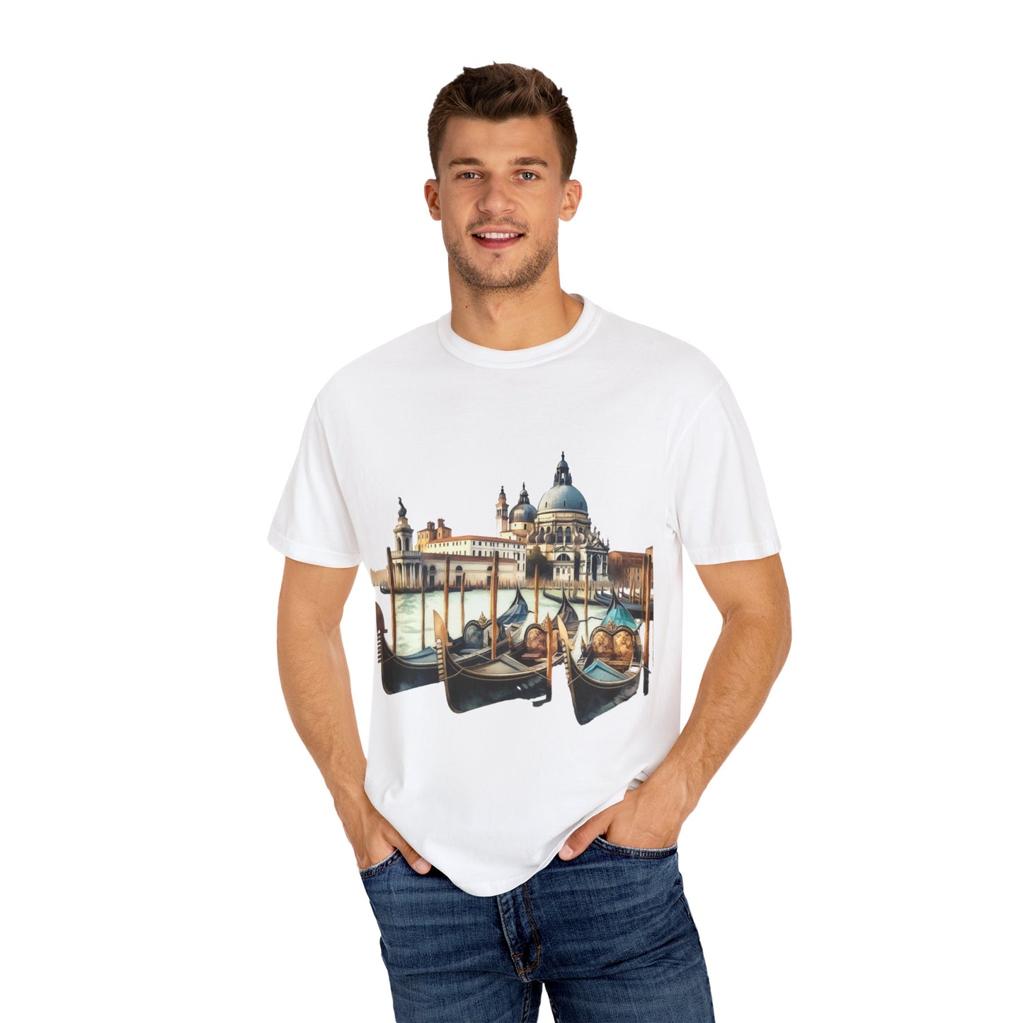 Venice Gondola Unisex Garment-Dyed T-Shirt - Artistic Travel Tee
