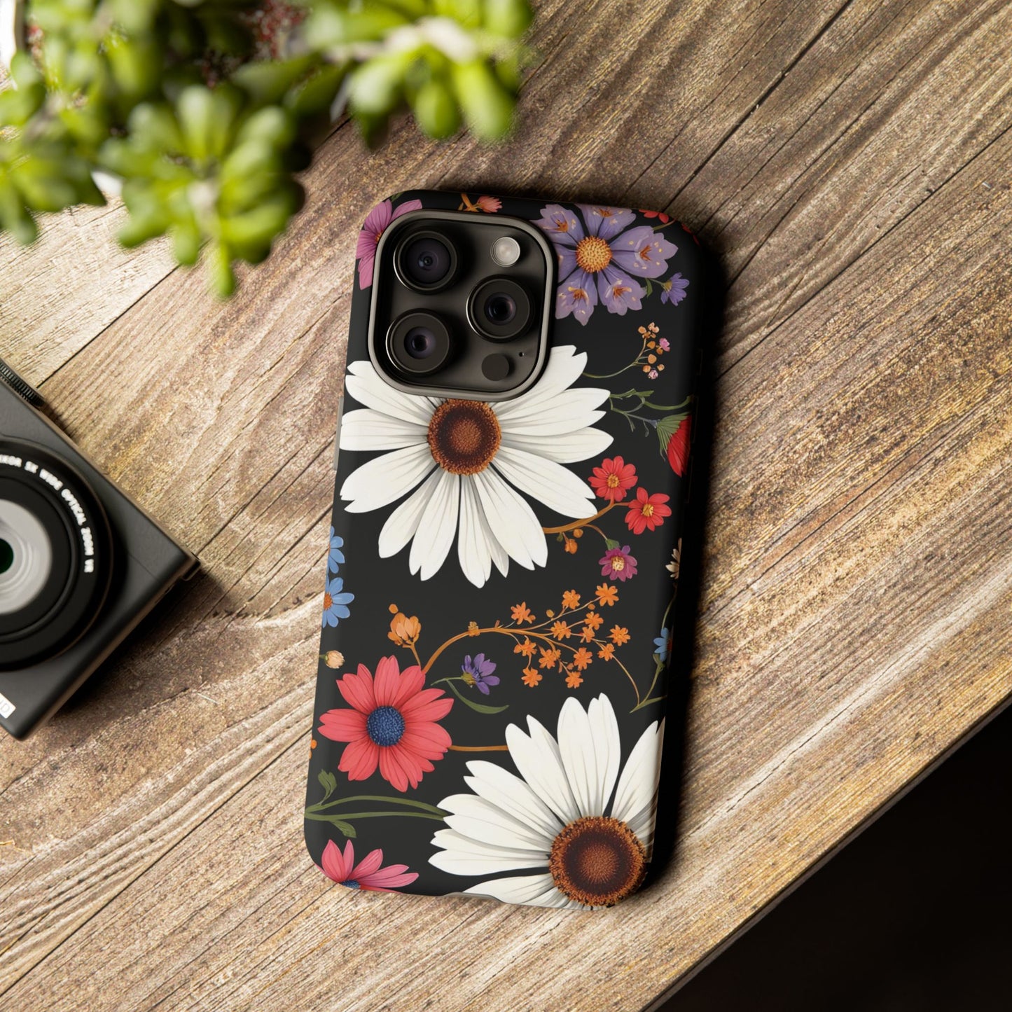 Floral Tough Phone Case - Elegant Daisy Design for Nature Lovers