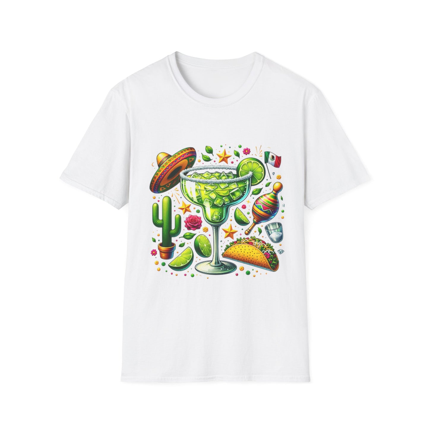 Fiesta Vibes Unisex Softstyle T-Shirt - Colorful Margarita Design