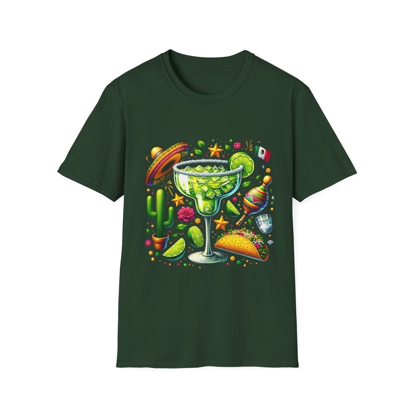 Fiesta Vibes Unisex Softstyle T-Shirt - Colorful Margarita Design