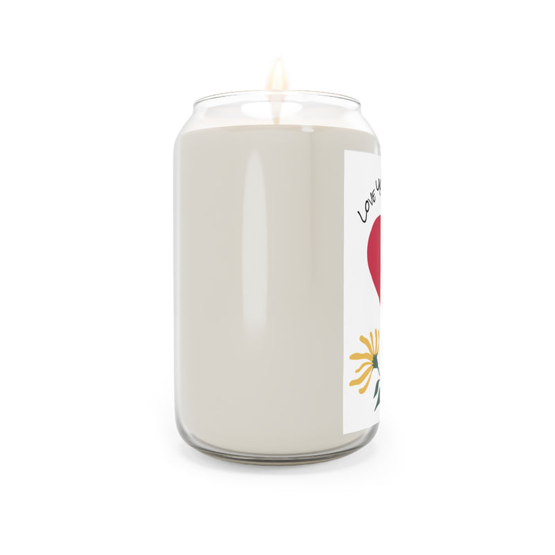 Love You Mom! Scented Candle - Heart & Floral Design - Perfect Gift for Mother's Day