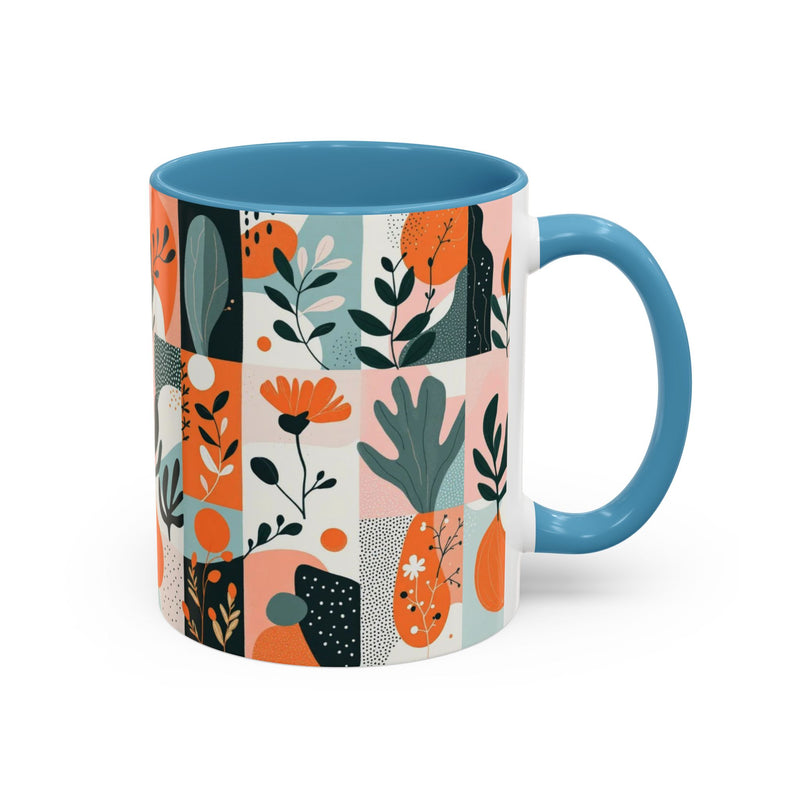 Botanical Accent Coffee Mug - Colorful Floral Design (11, 15oz)