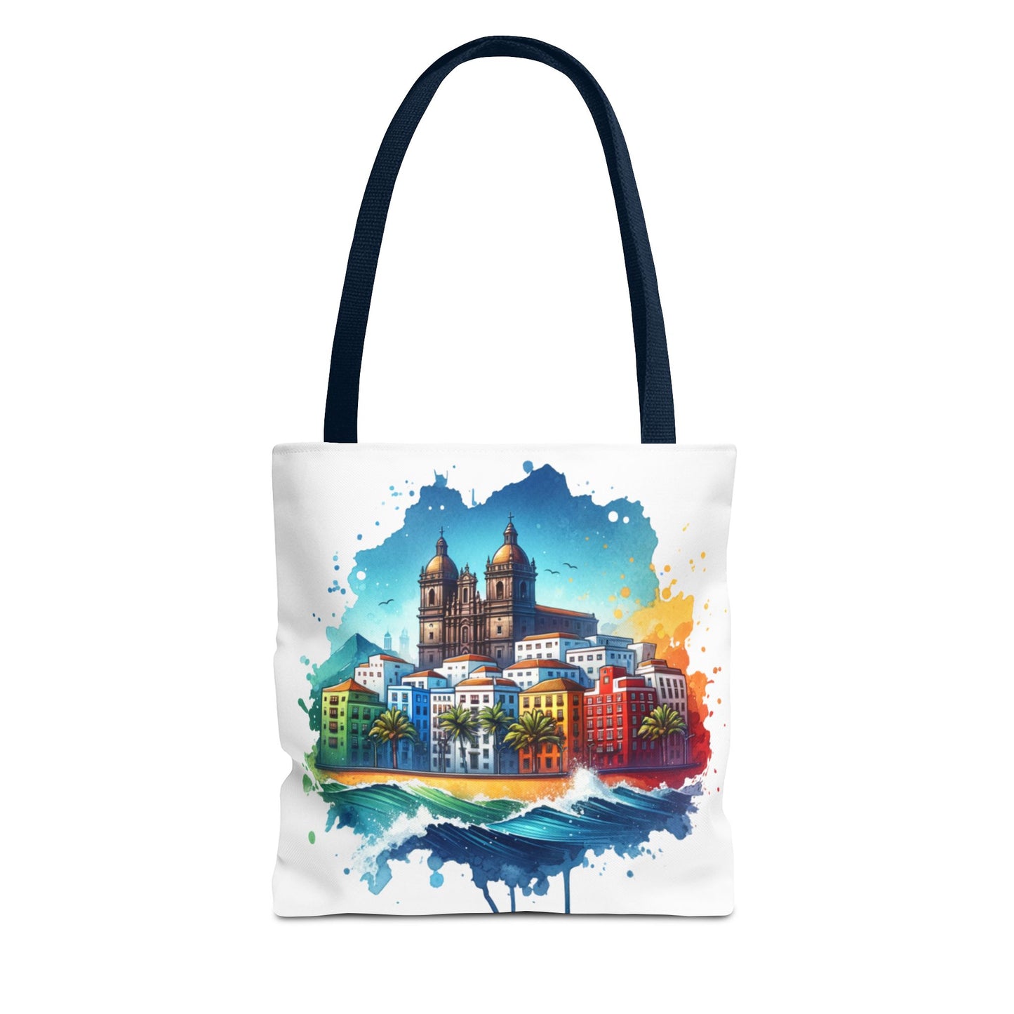 Colorful Coastal City Tote Bag - Vibrant Beach Vibes
