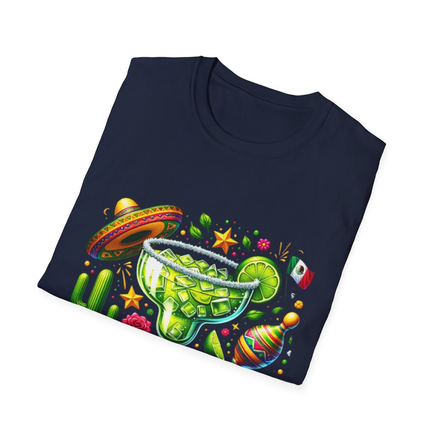 Fiesta Vibes Unisex Softstyle T-Shirt - Colorful Margarita Design