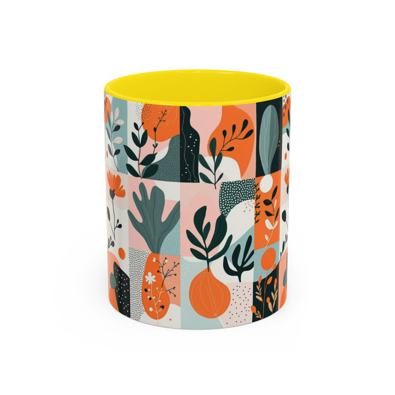 Botanical Accent Coffee Mug - Colorful Floral Design (11, 15oz)