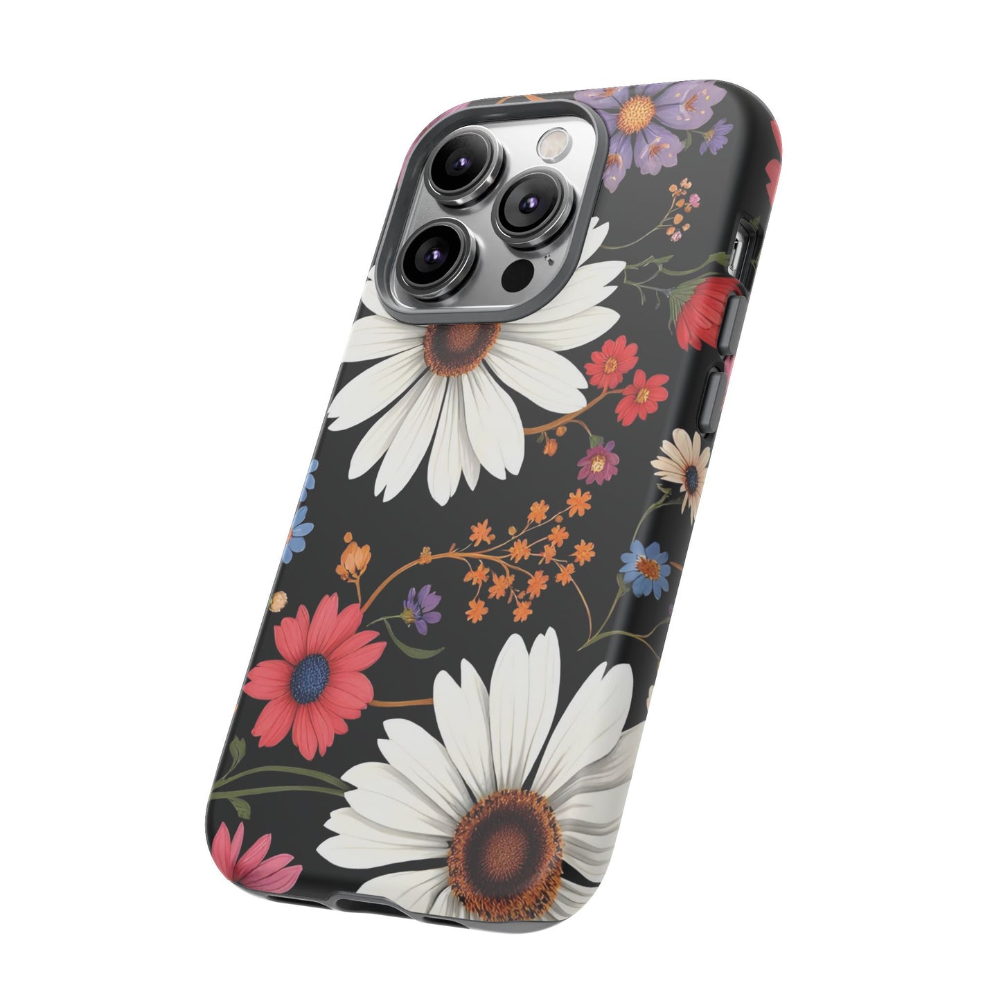 Floral Tough Phone Case - Elegant Daisy Design for Nature Lovers