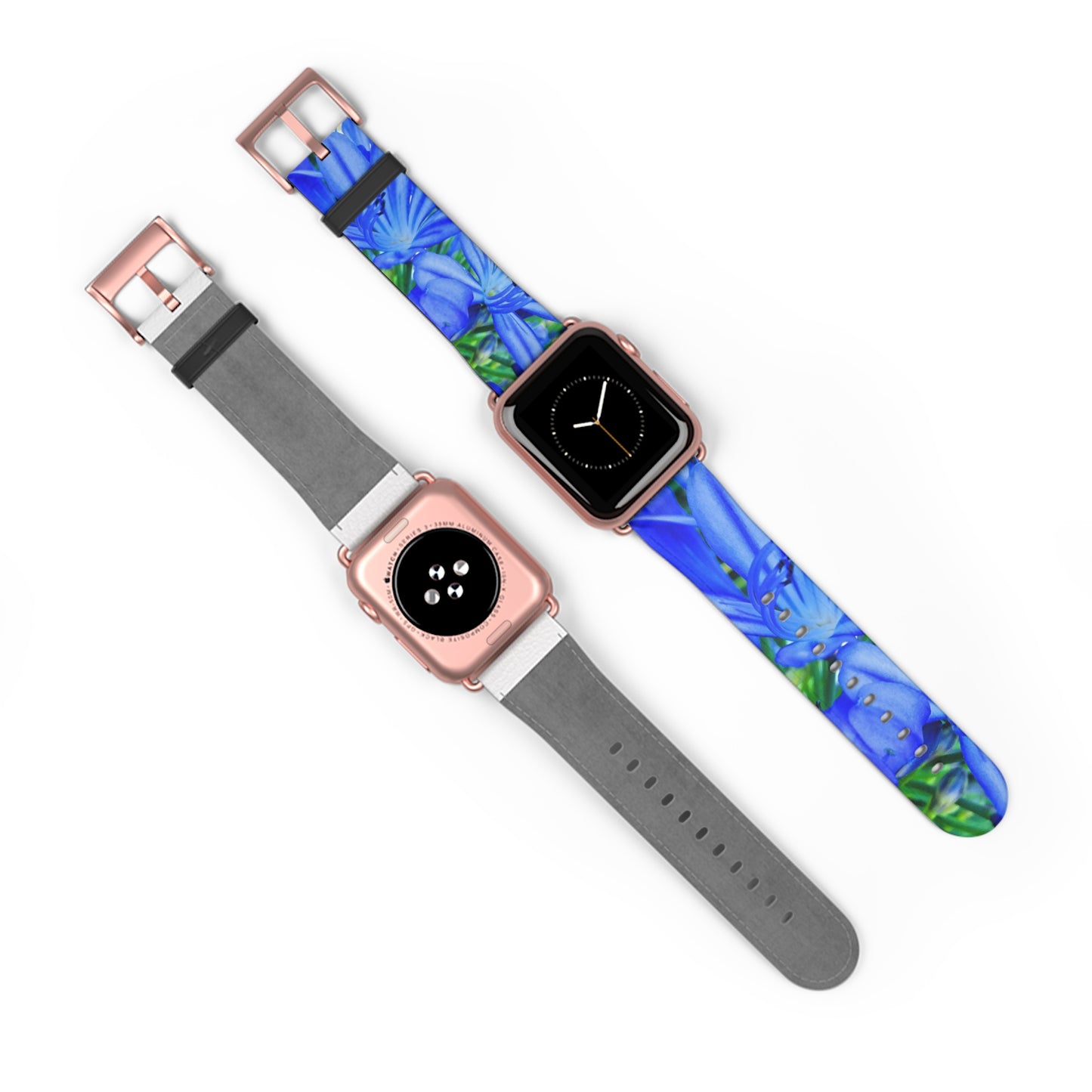 Vibrant Floral Watch Band - Blue Botanical Design for a Stylish Touch