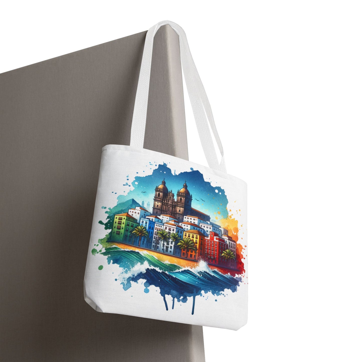 Colorful Coastal City Tote Bag - Vibrant Beach Vibes