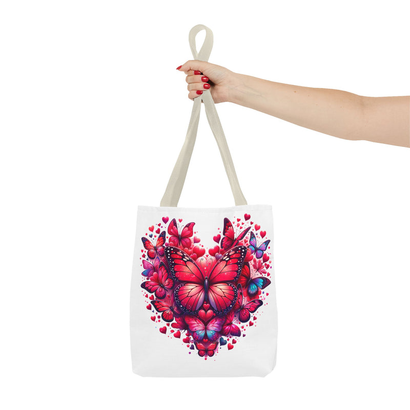 Heart Butterfly Tote Bag - Colorful Floral Design for Nature Lovers