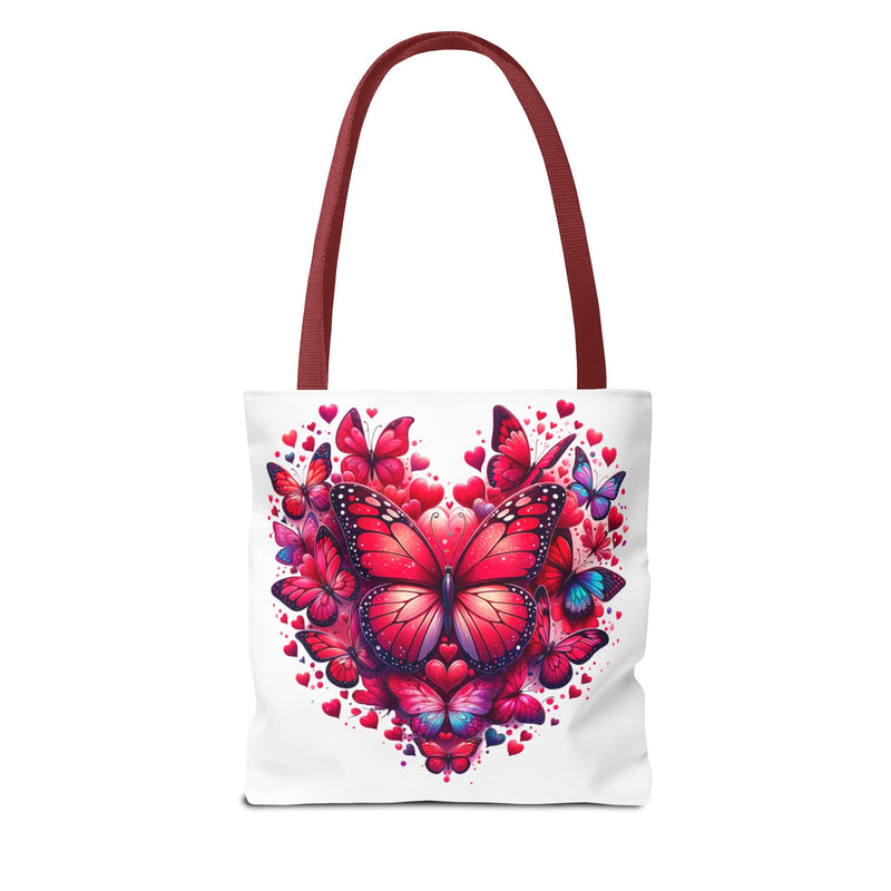 Heart Butterfly Tote Bag - Colorful Floral Design for Nature Lovers