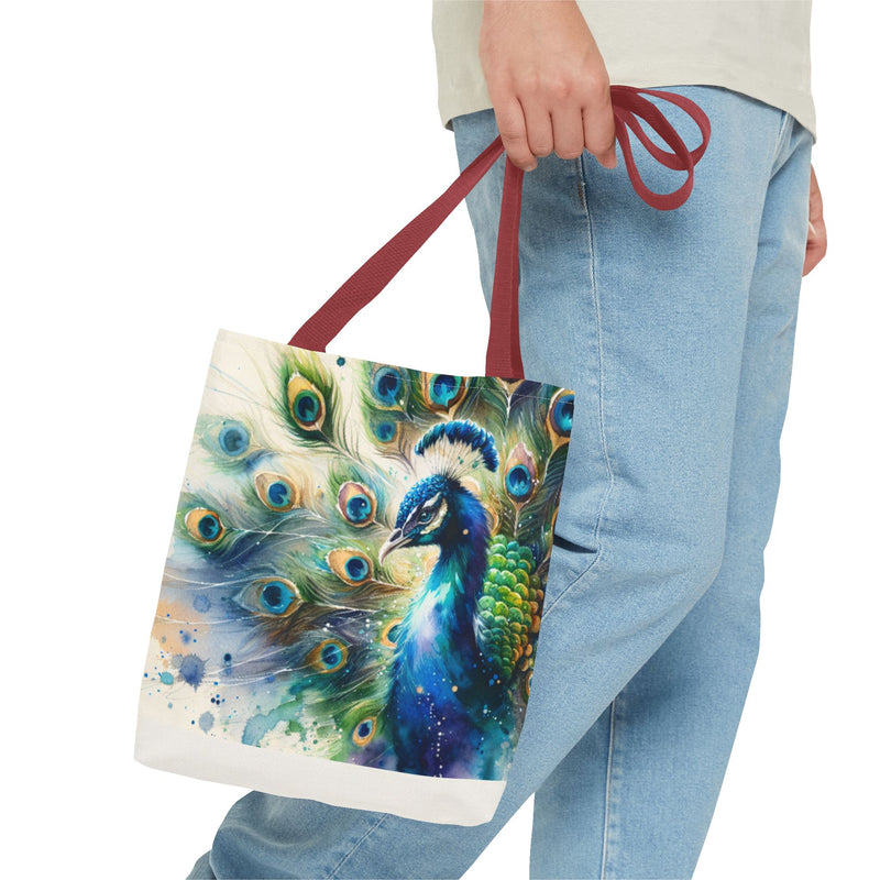 Elegant Peacock Tote Bag - Vibrant Art Carryall for Eco-Friendly Style