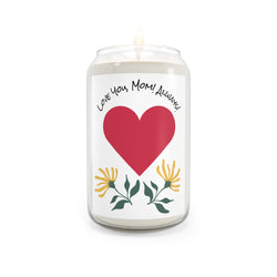 Love You Mom! Scented Candle - Heart & Floral Design - Perfect Gift for Mother's Day