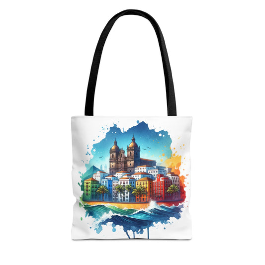 Colorful Coastal City Tote Bag - Vibrant Beach Vibes