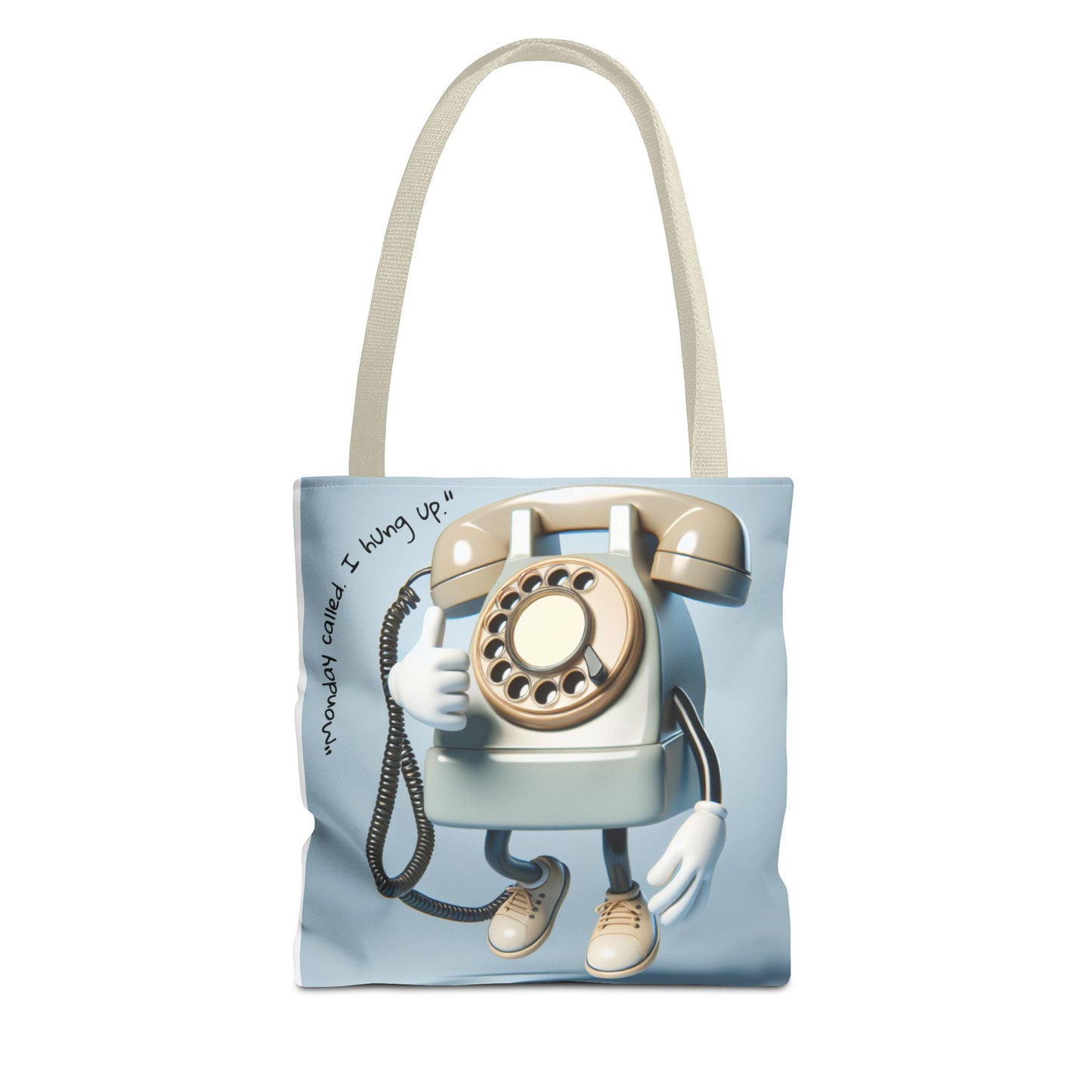 Vintage Phone Monday Tote Bag – Whimsical Design, Perfect for Casual Days