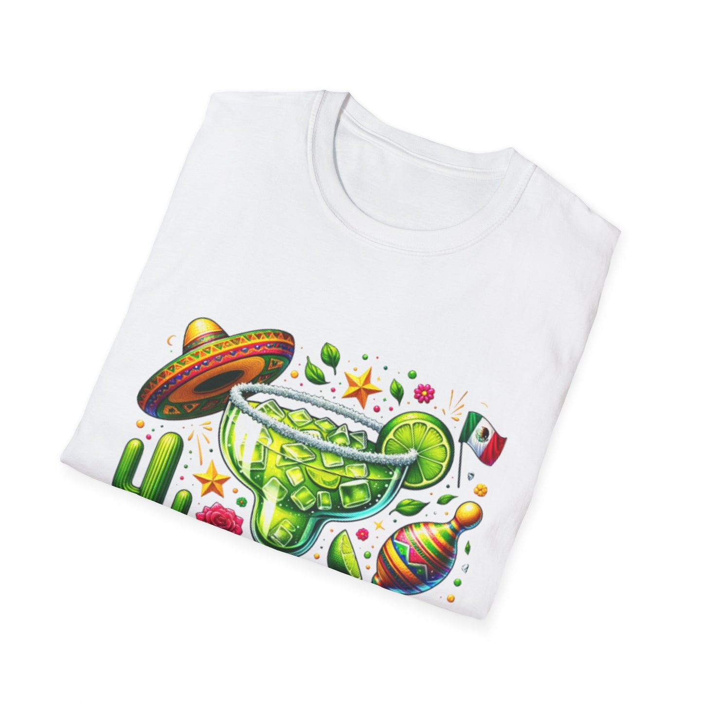 Fiesta Vibes Unisex Softstyle T-Shirt - Colorful Margarita Design