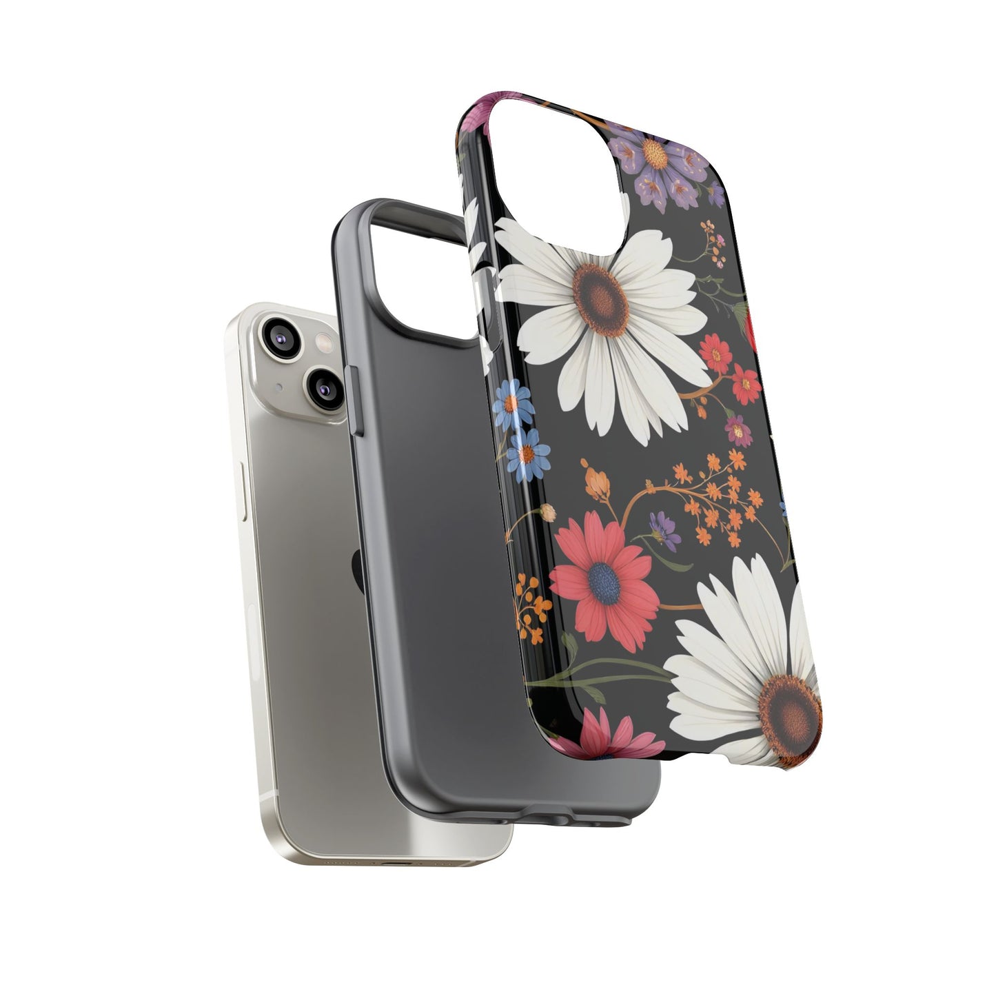 Floral Tough Phone Case - Elegant Daisy Design for Nature Lovers