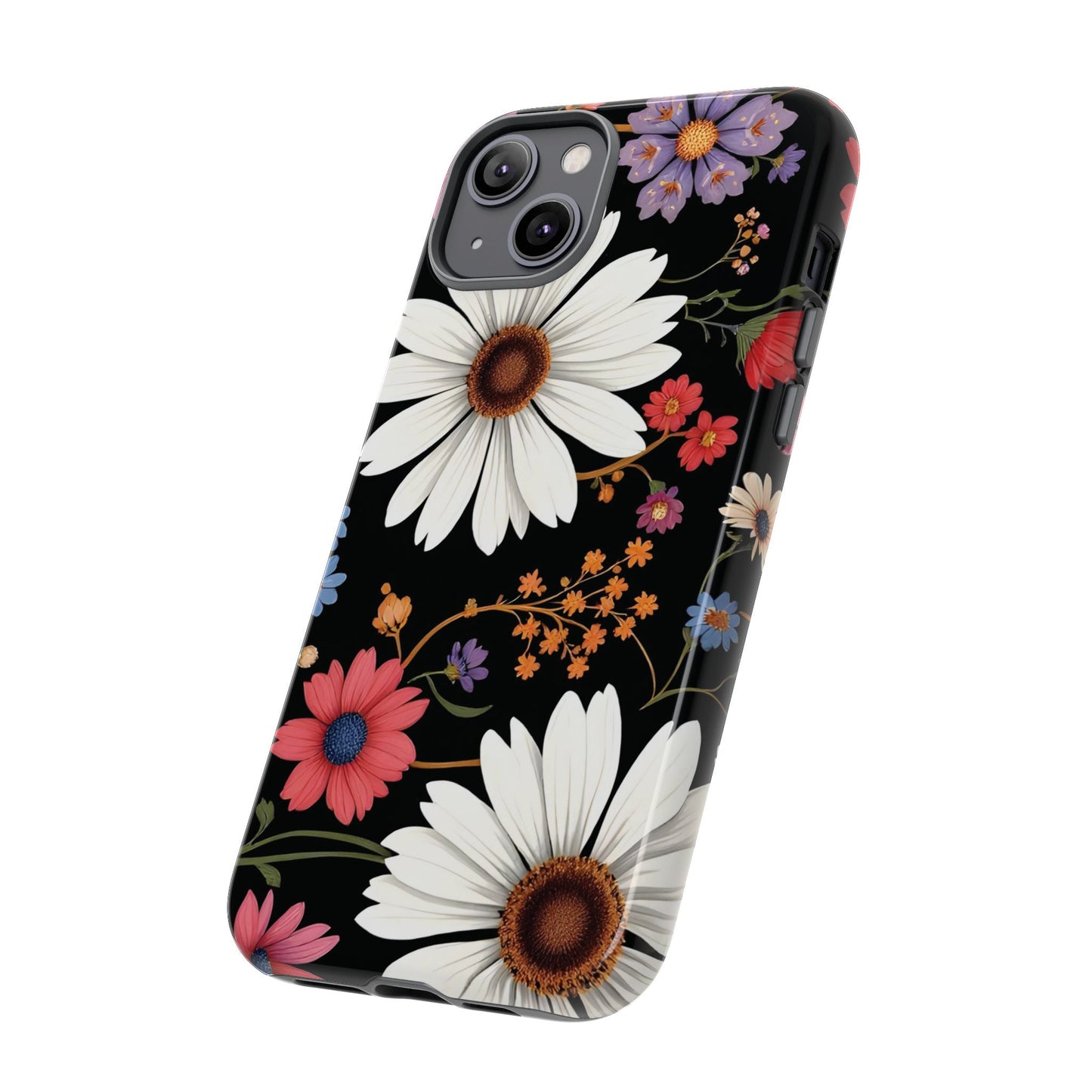 Floral Tough Phone Case - Elegant Daisy Design for Nature Lovers