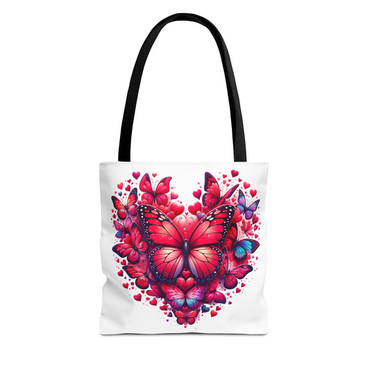 Heart Butterfly Tote Bag - Colorful Floral Design for Nature Lovers