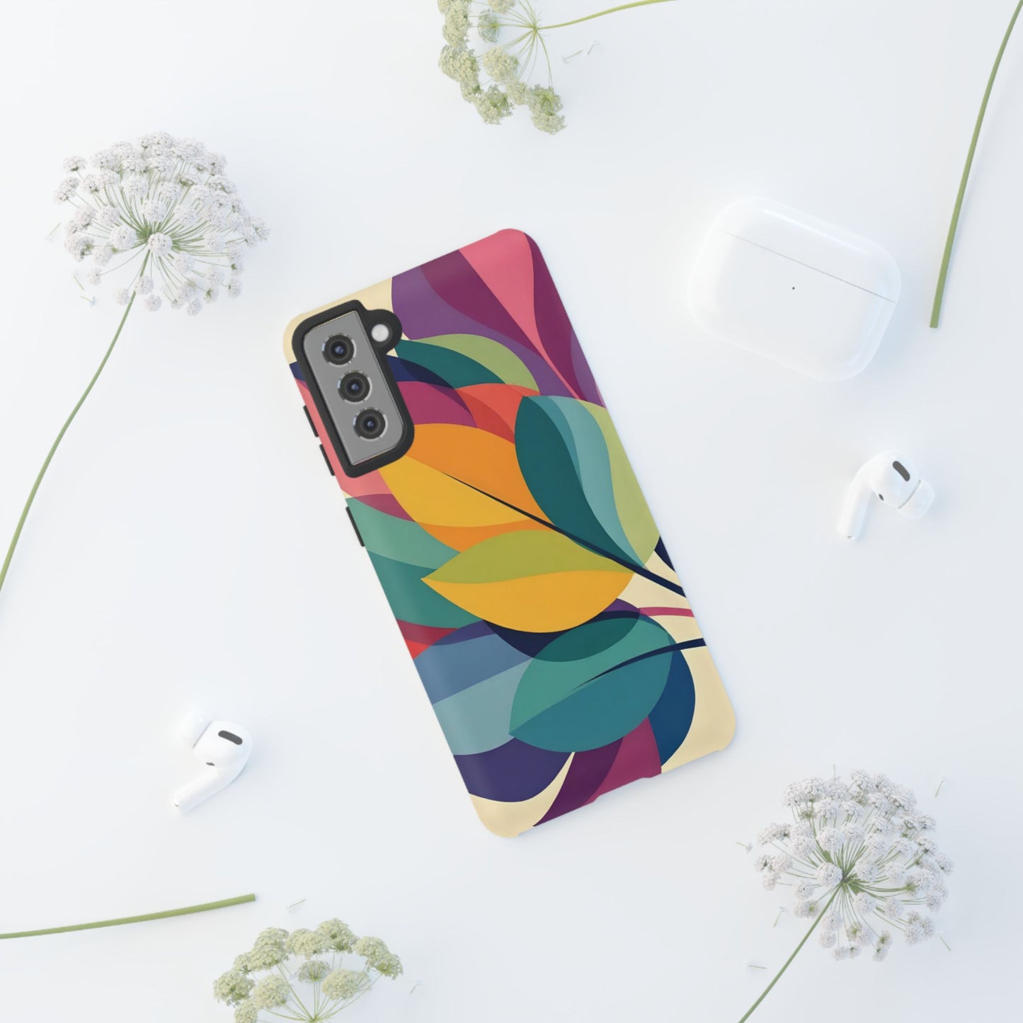 Colorful Leaf Phone Case, Tough TPU Cover, Eco-Friendly Design, Perfect Gift for Nature Lovers, Vibrant Floral Style