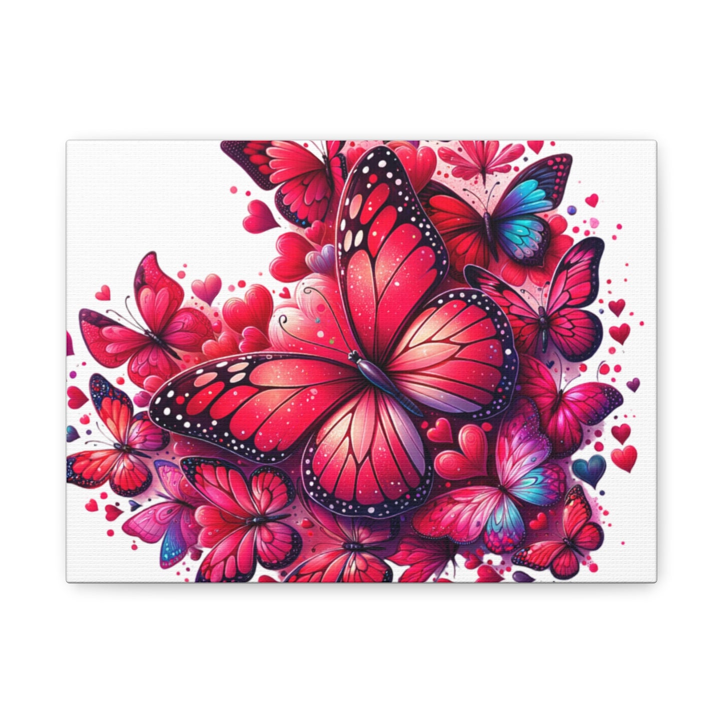 Vibrant Butterfly Heart Canvas Art - Stretched Matte Wall Decor