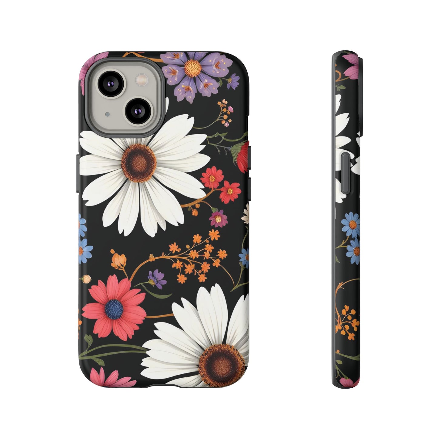 Floral Tough Phone Case - Elegant Daisy Design for Nature Lovers